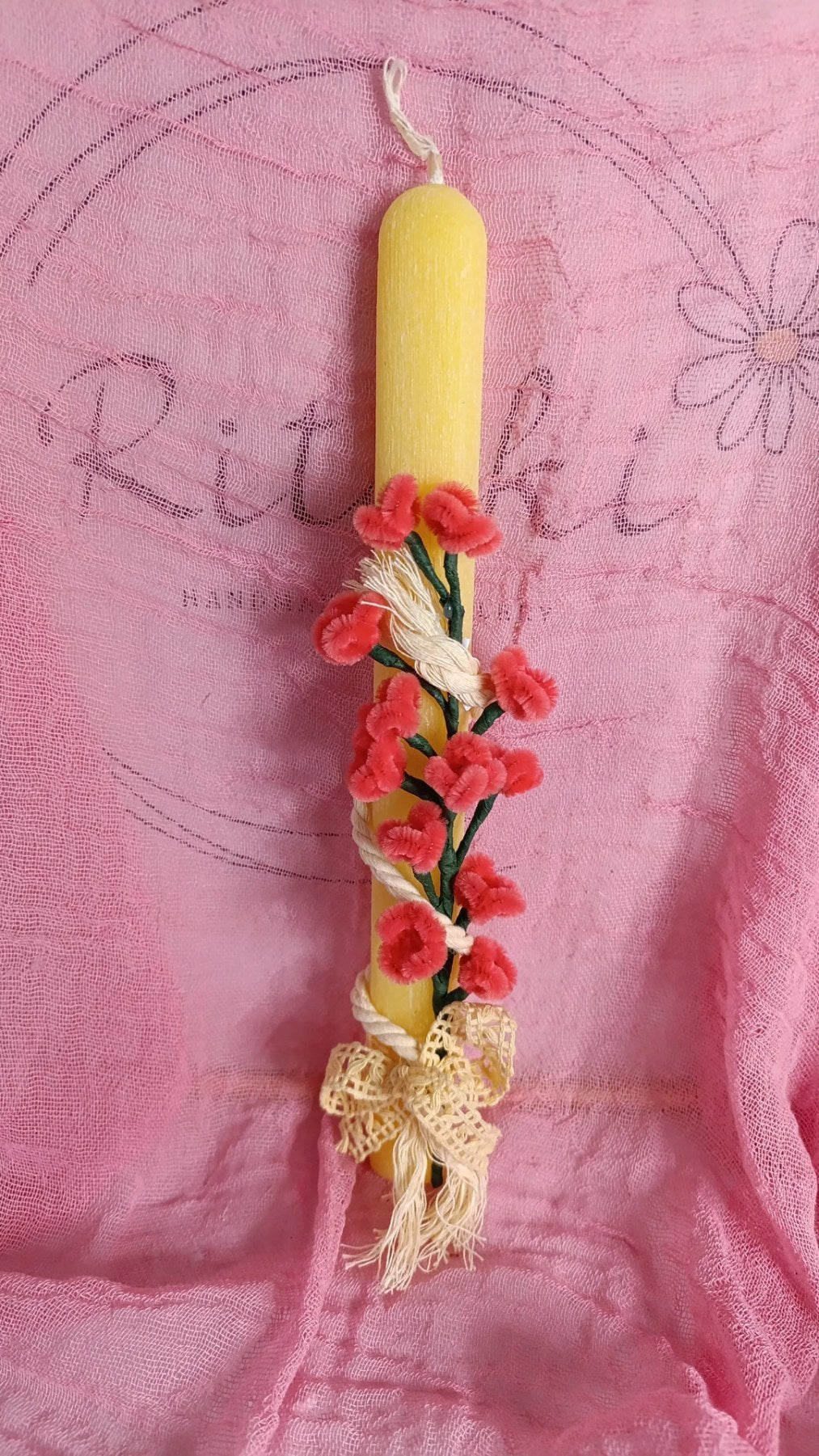 ΚΙΤΡΙΝΗ ΛΑΜΠΑΔΑ ΜΕ ΧΕΙΡΟΠΟΙΗΤΑ ΡΟΖ ΛΟΥΛΟΥΔΙΑ
