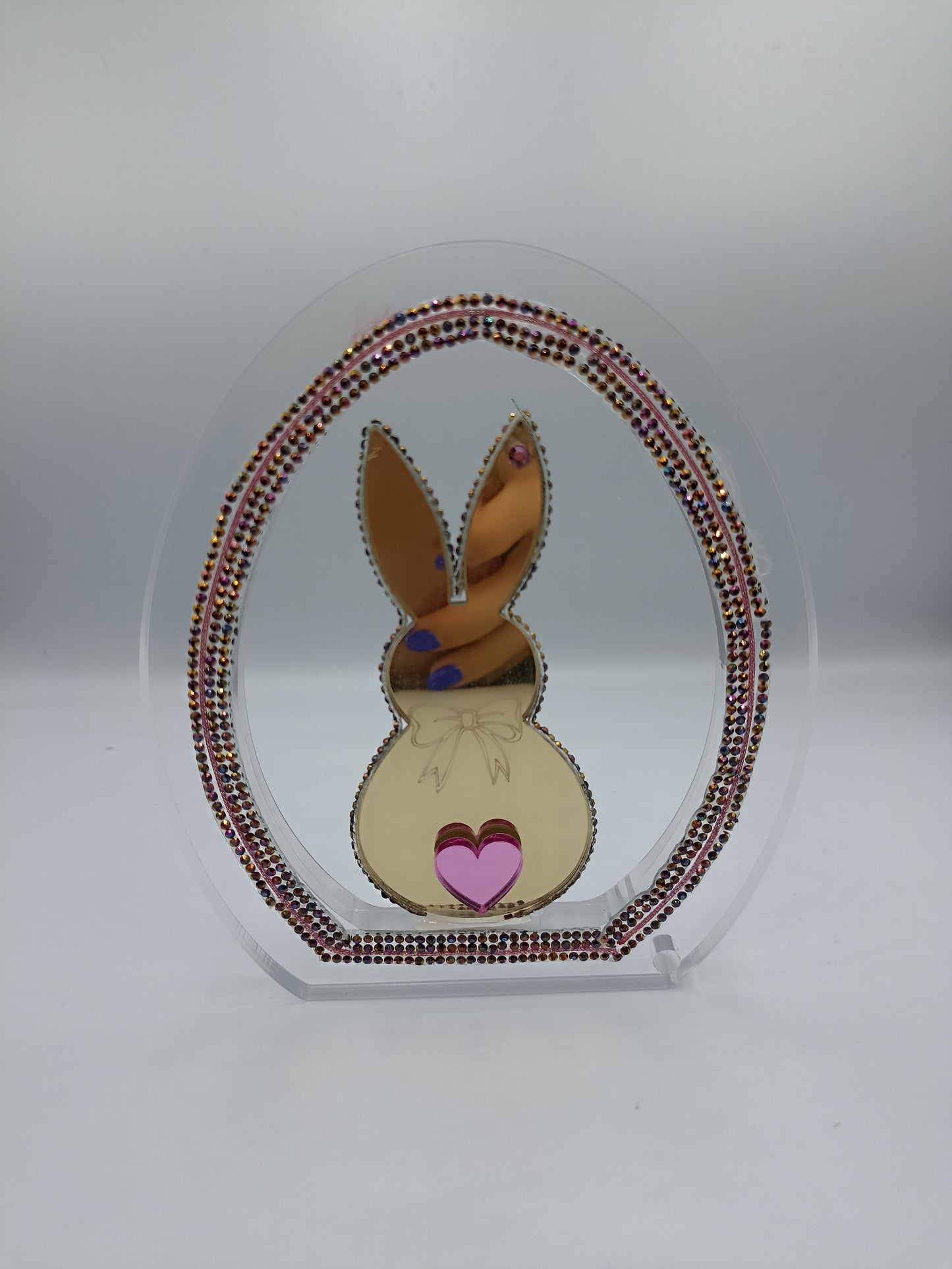 PLEXIGLASS ΑΥΓΟ ΜΕ ΛΑΓΟΥΔΑΚΙ ΡΟΖ 15CM