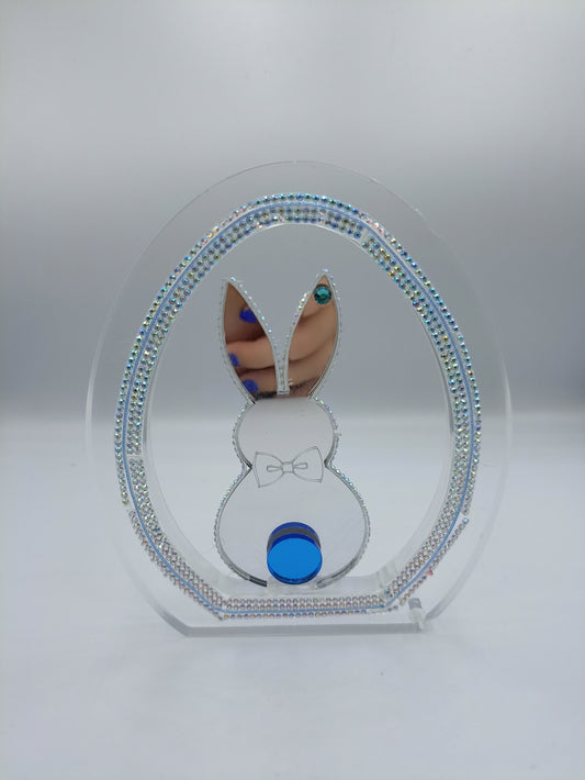 PLEXIGLASS ΑΥΓΟ ΜΕ ΛΑΓΟΥΔΑΚΙ ΜΠΛΕ 15CM