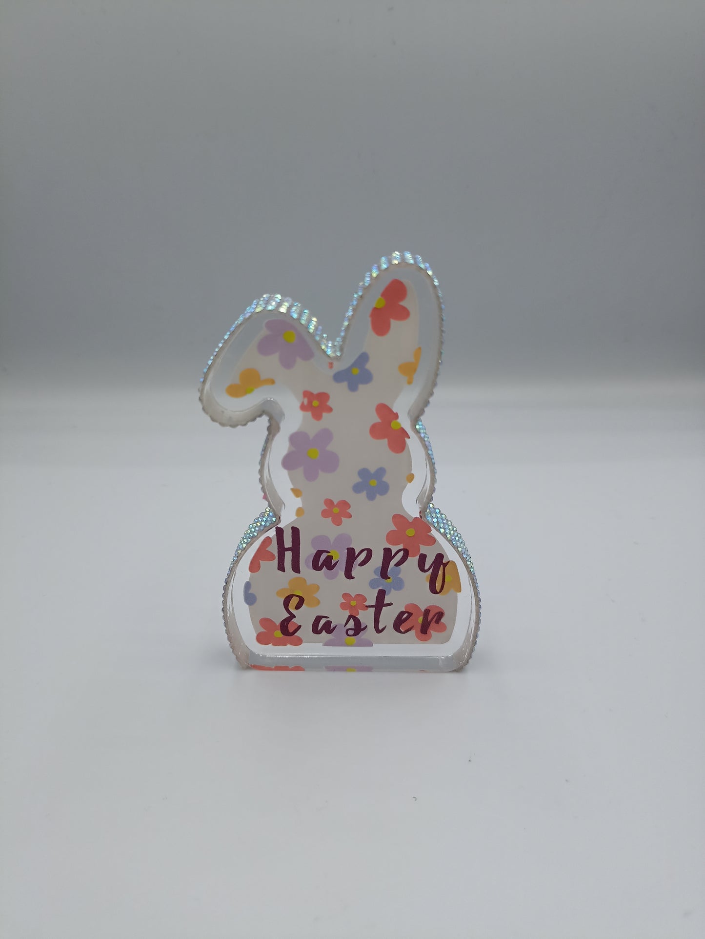 ΛΑΓΟΥΔΑΚΙ PLEXI GLASS ΜΕ ΣΤΡΑΣ HAPPY EASTER 9.5CM
