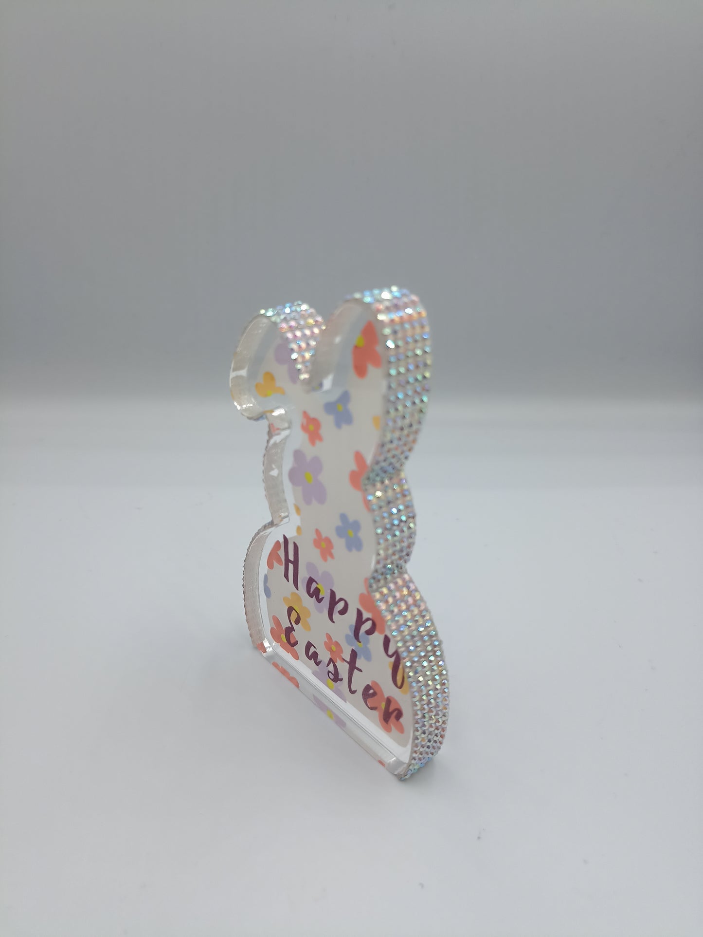 ΛΑΓΟΥΔΑΚΙ PLEXI GLASS ΜΕ ΣΤΡΑΣ HAPPY EASTER 9.5CM